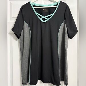 Active Zone Black and Gray Tee with Mint Accents